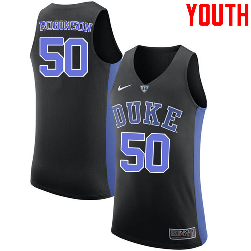 Youth #50 Justin Robinson Duke Blue Devils College Basketball Jerseys-Black - Click Image to Close